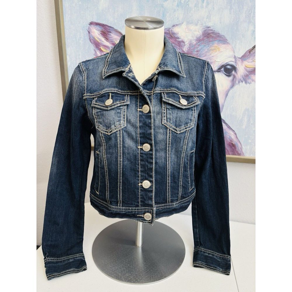 Maurices Women's Medium Dark Wash Southwest Embroidered Jean Jacket